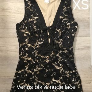 Venus Black and Nude Lace Top